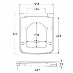 Square Soft Close Seat Tapered Edge Top-fix - NCH198 - Nuie -Burlington Bath Shop NCH198