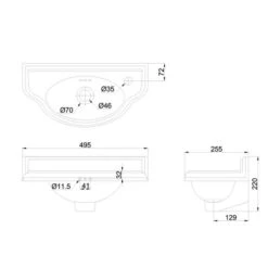 Burlington Traditional Curved Cloakroom Basin -Burlington Bath Shop P13R LD