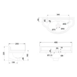 Burlington Traditional Curved Cloakroom Basin -Burlington Bath Shop P13 LD