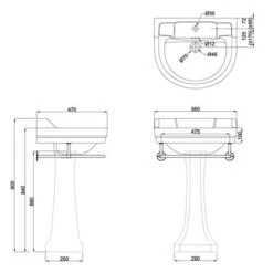 Burlington Edwardian Round 56cm Basin & Classic Pedestal -Burlington Bath Shop P1 B6 1TH T4 CHR 20201130