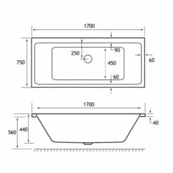 Beaufort Portland 1700 X 750 Beauforte Reinforced Double Ended Bath -Burlington Bath Shop Portlant dw 1700x750 tech 1