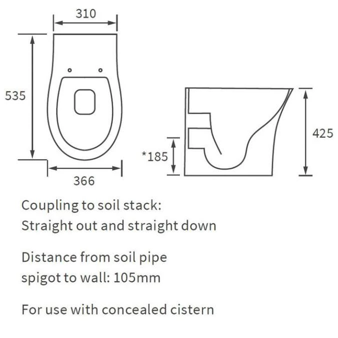 Appleyard Rimless Back To Wall Toilet & Soft Close Seat 6 Appleyard Rimless Back To Wall Toilet & Soft Close Seat - Image 4