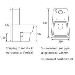 Allier Close Coupled Toilet & Soft Close Seat 7 Allier Close Coupled Toilet & Soft Close Seat -Burlington Bath Shop RDBS1847 tech