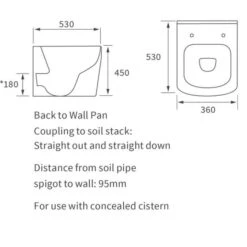 Ankam Rimless Comfort Height Back To Wall Toilet & Soft Close Seat 9 Ankam Rimless Comfort Height Back To Wall Toilet & Soft Close Seat -Burlington Bath Shop RDBS1888 tech