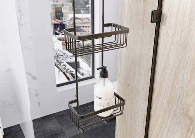 Roman Matt Black Double Hook Over Shower Basket With Hooks - RSB01B 5 Roman Matt Black Double Hook Over Shower Basket With Hooks - RSB01B - Image 3