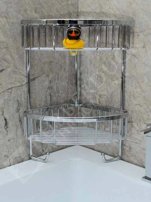 Roman Double Corner Shower Basket With Hook- RSB05 - Chrome 5 Roman Double Corner Shower Basket With Hook- RSB05 - Chrome - Image 3