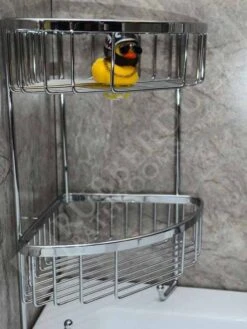 Roman Double Corner Shower Basket With Hook- RSB05 - Chrome 10 Roman Double Corner Shower Basket With Hook- RSB05 - Chrome -Burlington Bath Shop RSB05 3