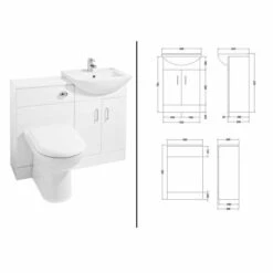 Classic White Gloss Bathroom Furniture Pack Inc Cistern, Toilet Pan, Seat & Basin - Nuie -Burlington Bath Shop SAT001 spec