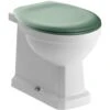 Shetland Back To Wall Toilet & Sage Green Close Seat -Burlington Bath Shop Shetland BTW Pan Sage Green CO