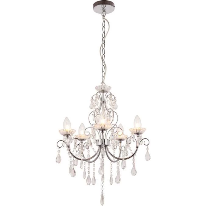 Shetland 5 Arm Chandelier Ceiling Light - Chrome 4 Shetland 5 Arm Chandelier Ceiling Light - Chrome - Image 2