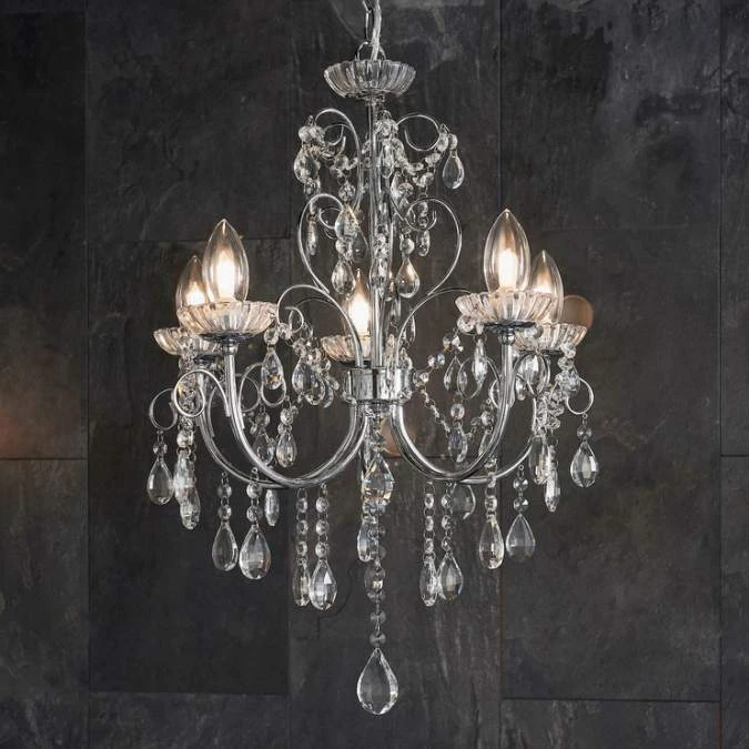Shetland 5 Arm Chandelier Ceiling Light - Chrome 10 Shetland 5 Arm Chandelier Ceiling Light - Chrome - Image 8