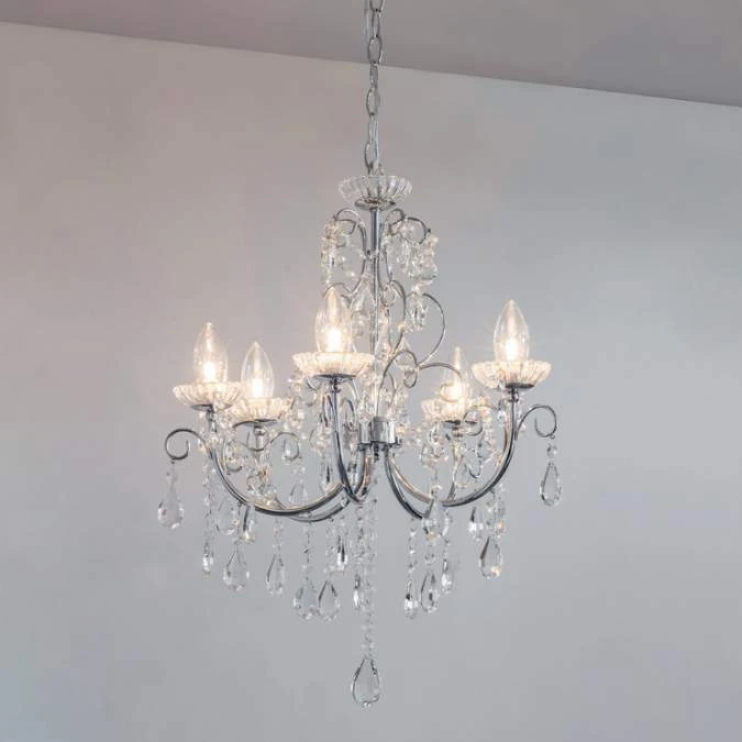 Shetland 5 Arm Chandelier Ceiling Light - Chrome 12 Shetland 5 Arm Chandelier Ceiling Light - Chrome - Image 10