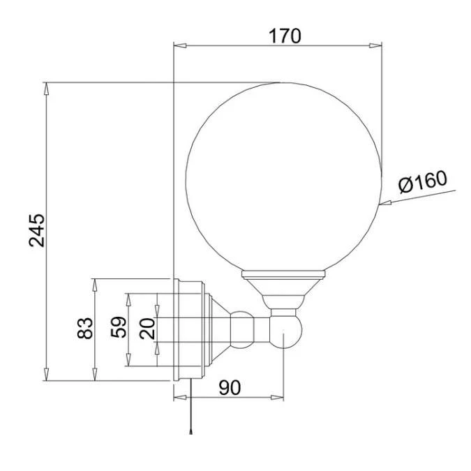 Burlington Edwardian Single Globe LED Traditional Bathroom Wall Light - T50 4 Burlington Edwardian Single Globe LED Traditional Bathroom Wall Light - T50 - Image 3