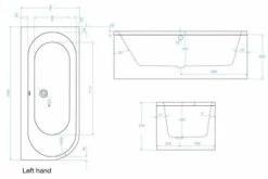 Tissino Angelo 1600 X 700mm Premium Reinforced Double Ended J Bath 13 Tissino Angelo 1600 X 700mm Premium Reinforced Double Ended J Bath -Burlington Bath Shop TAN 305 TAN 306