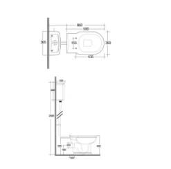 Washington High Level Cistern And WC With Soft Close Seat White - RAK Ceramics -Burlington Bath Shop Toilet Spec