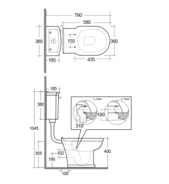 Washington Low Level Cistern And WC With Soft Close Seat White - RAK Ceramics 4 Washington Low Level Cistern And WC With Soft Close Seat White - RAK Ceramics - Image 2