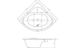 Tsaiya Standard 1350x1350 Corner Bath & Legs -Burlington Bath Shop Tybee 1350Corner DLD 1156x742