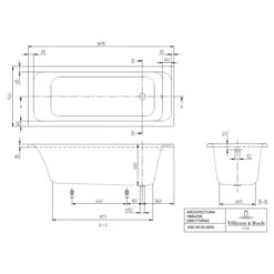 Villeroy & Boch Architectura 1700 X 700mm Single Ended Bath -Burlington Bath Shop VB ARCHITECTURA 1700X700 SE BATH TECH