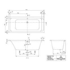 Villeroy & Boch Architectura 1800 X 800mm Double Ended Bath -Burlington Bath Shop VB ARCHITECTURA 1800X800 SE BATH TECH