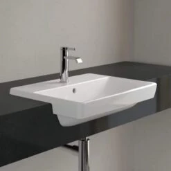 Villeroy & Boch Avento Semi-Recessed Washbasin, 550mm, White Alpin, With Overflow 6 Villeroy & Boch Avento Semi-Recessed Washbasin, 550mm, White Alpin, With Overflow -Burlington Bath Shop VB AVENTO 550 SEMI RECESSED BASIN 2