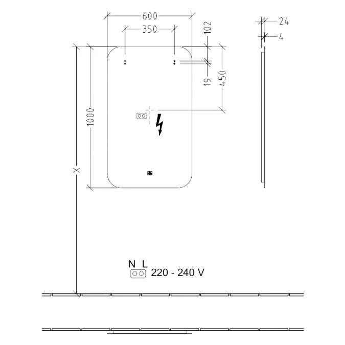 Villeroy & Boch More To See Lite Curved LED Bathroom Mirror 600 X 1000mm 7 Villeroy & Boch More To See Lite Curved LED Bathroom Mirror 600 X 1000mm - Image 5