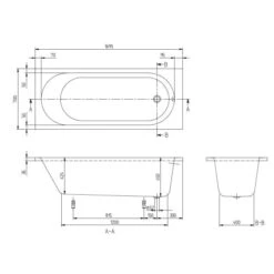 Villeroy & Boch O.novo 1700 X 700mm Single Ended Bath 7 Villeroy & Boch O.novo 1700 X 700mm Single Ended Bath -Burlington Bath Shop VB ONOVO 1700X700 SE BATH TECH
