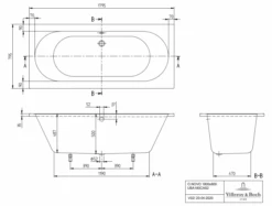 Villeroy & Boch O.novo 1800 X 80mm Double Ended Bath -Burlington Bath Shop VB ONOVO 1800X800 DE BATH TECH