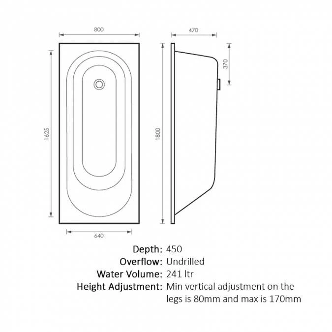 Abacus 1800 X 800mm Reinforced Single Ended Bath 5 Abacus 1800 X 800mm Reinforced Single Ended Bath - Image 3