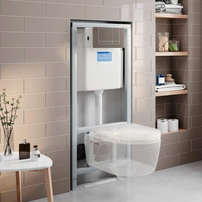 Villeroy & Boch Vipro Wall Mounted WC Frame And Chrome Press Panel With Toilet 4 Villeroy & Boch Vipro Wall Mounted WC Frame And Chrome Press Panel With Toilet - Image 2