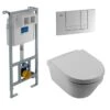 Villeroy & Boch Vipro Wall Mounted WC Frame And Chrome Press Panel With Toilet -Burlington Bath Shop Vipro cistern frame pushbutton wc