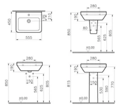 VitrA S50 Square 4 Piece Toilet & Basin Set -Burlington Bath Shop Vitra S50 550mm Square Washbasin Specification