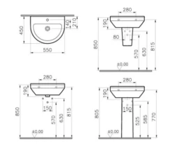VitrA S50 Round 4 Piece Toilet & Basin Set 15 VitrA S50 Round 4 Piece Toilet & Basin Set -Burlington Bath Shop Vitra S50 550mm Round Washbasin and Pedestal Specification 1