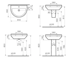 VitrA S50 Round 4 Piece Toilet & Basin Set 17 VitrA S50 Round 4 Piece Toilet & Basin Set -Burlington Bath Shop Vitra S50 650mm Round Washbasin and Pedestal Specification 1