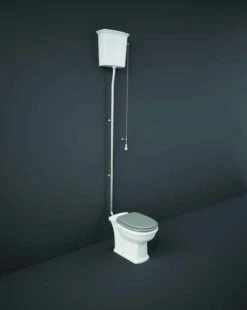Washington High Level Cistern And WC With Soft Close Seat Grey - RAK Ceramics