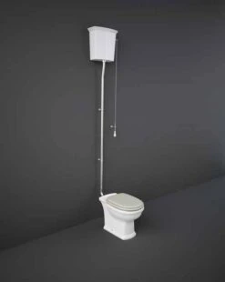 Washington High Level Cistern And WC With Soft Close Seat Greige - RAK Ceramics