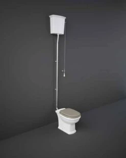 Washington High Level Cistern And WC With Soft Close Seat Cappuccino - RAK Ceramics