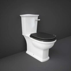Washington Close Coupled Open Back Lever Flush WC With Soft Close Seat Black - RAK Ceramics 8 Washington Close Coupled Open Back Lever Flush WC With Soft Close Seat Black - RAK Ceramics -Burlington Bath Shop WASPAKL504 1