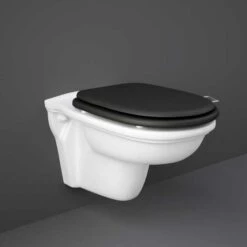 Washington Wall Hung Rimless WC With Soft Close Seat Black - RAK Ceramics