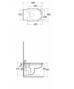 Washington Wall Hung Rimless WC With Soft Close Seat White - RAK Ceramics 5 Washington Wall Hung Rimless WC With Soft Close Seat White - RAK Ceramics -Burlington Bath Shop WH TECH 4