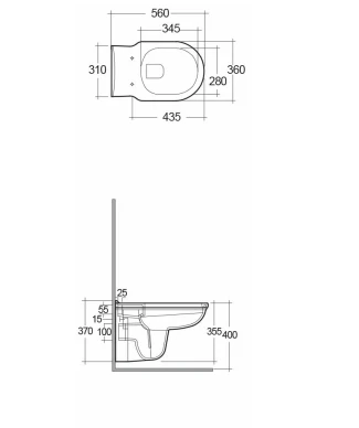 Washington Wall Hung Rimless WC With Soft Close Seat White - RAK Ceramics 4 Washington Wall Hung Rimless WC With Soft Close Seat White - RAK Ceramics - Image 2