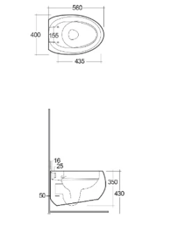 Cloud Gloss Wall Hung Rimless WC By RAK Ceramics -Burlington Bath Shop WH Tech 1