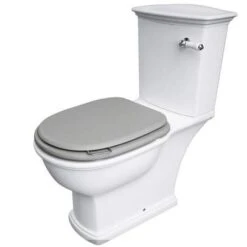 Washington Close Coupled Open Back Lever Flush WC With Soft Close Seat Grey - RAK Ceramics