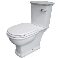 Washington Close Coupled Open Back Lever Flush WC With Soft Close Seat White - RAK Ceramics
