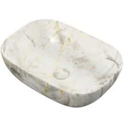 Otis Ceramic Washbowl 460 X 330mm - White Marble Effect