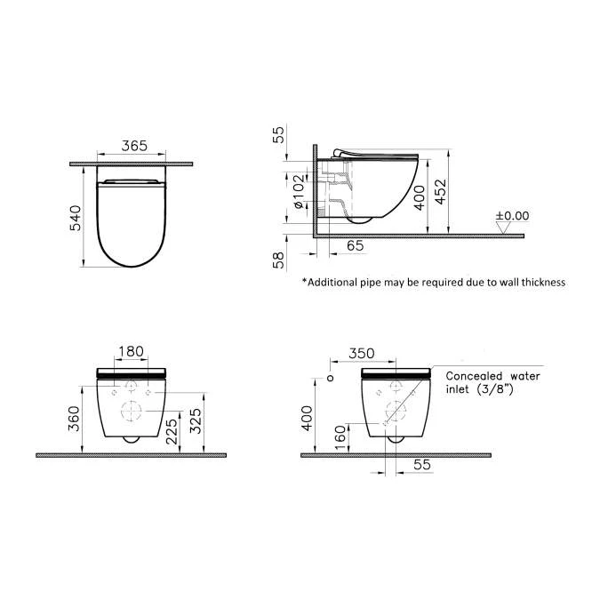 VitrA Aquacare Sento Rimless Wall Hung Bidet Toilet 4 VitrA Aquacare Sento Rimless Wall Hung Bidet Toilet - Image 2