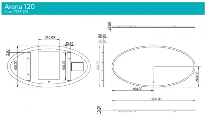 HIB Arena 120 Ambient Oval LED Bathroom Mirror 600 X 1200mm 5 HIB Arena 120 Ambient Oval LED Bathroom Mirror 600 X 1200mm - Image 3
