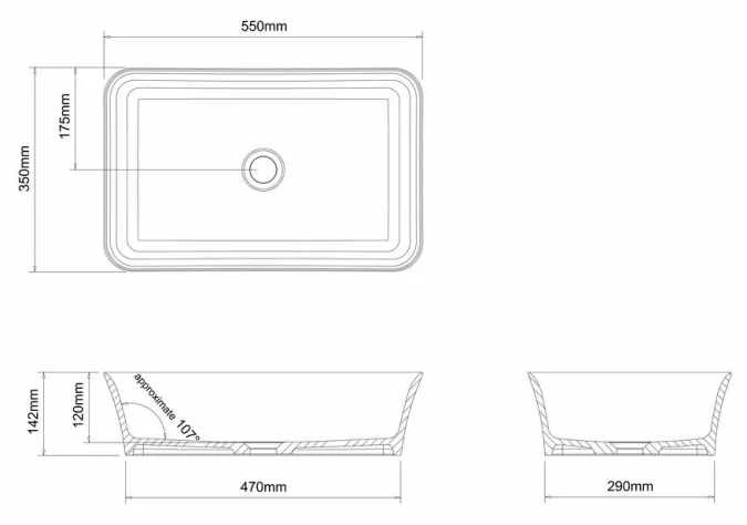 Clearwater Palermo ClearStone Countertop Basin - 550 X 350 - B3CCS 9 Clearwater Palermo ClearStone Countertop Basin - 550 X 350 - B3CCS - Image 7
