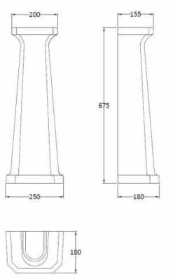 Bayswater Fitzroy 595mm 1 Tap Hole Basin & Full Pedestal -Burlington Bath Shop bayc002 tech 3
