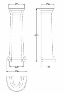Bayswater Porchester 600mm 1 Tap Hole Basin & Full Pedestal -Burlington Bath Shop bayc102 tech 1