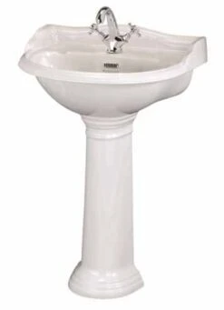 Bayswater Porchester 600mm 1 Tap Hole Basin & Full Pedestal